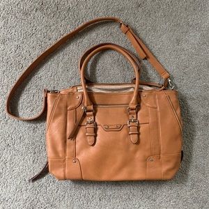 Brown faux leather tote